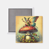  Sprookje op een Retro Mushroom Sprookje Magneet (Voorkant / Achterkant)