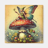  Sprookje op een Retro Mushroom Sprookje Magneet (Voorkant)