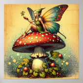  Sprookje op een Retro Mushroom Sprookje Poster (Voorkant)