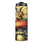 Sprookje op een Retro Mushroom Sprookje Thermosbeker (Voorkant)