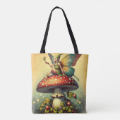  Sprookje op een Retro Mushroom Sprookje Tote Bag (Achterkant)