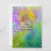 Sprookje op rode bloem Paars Geel Groen Glitters Kaart (Achterkant)