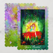 Sprookje op rode bloem Paars Geel Groen Glitters Kaart (Voorkant / Achterkant)