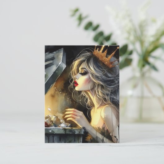 Sprookje op zoek in een vuilnisbak briefkaart (Staand voorkant)