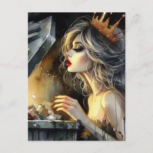 Sprookje op zoek in een vuilnisbak briefkaart (Voorkant)