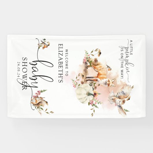 Sprookje Pompoen Herfst Baby shower Welkom Spandoek (Horizontaal)