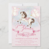 Sprookje Pony Stars Roze Ballons Baby shower Kaart (Voorkant)