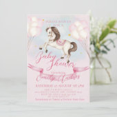 Sprookje Pony Stars Roze Ballons Baby shower Kaart (Staand voorkant)
