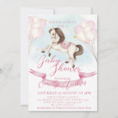 Sprookje Pony Stars Roze Ballons Baby shower Kaart (Voorkant)