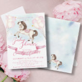 Sprookje Pony Stars Roze Ballons Baby shower Kaart