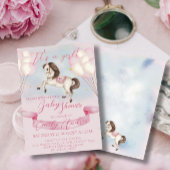 Sprookje Pony Stars Roze Ballons Baby shower Kaart