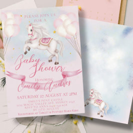 Sprookje Pony Stars Roze Ballons Baby shower Kaart