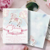 Sprookje Pony Stars Roze Ballons Baby shower Kaart