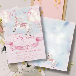 Sprookje Pony Stars Roze Ballons Baby shower Kaart