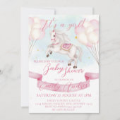 Sprookje Pony Stars Roze Ballons Baby shower Kaart (Voorkant)