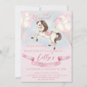 sprookje Pony sterren roze ballonnen verjaardagsfe Kaart (Voorkant)