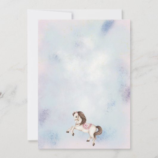 sprookje Pony sterren roze ballonnen verjaardagsfe Kaart (Achterkant)