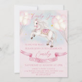 sprookje Pony sterren roze ballonnen verjaardagsfe Kaart (Voorkant)