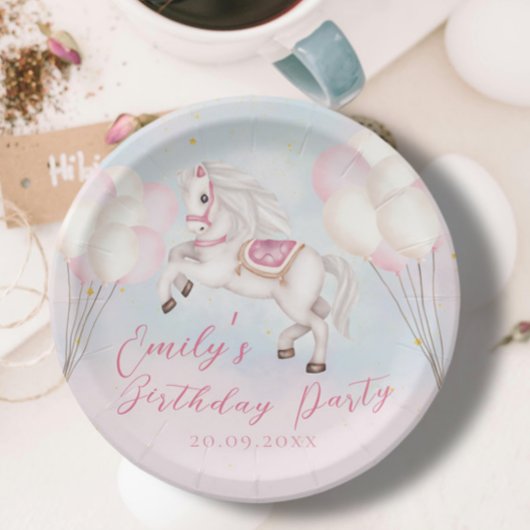 sprookje Pony sterren roze ballonnen verjaardagsfe Kaart