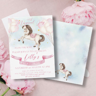 sprookje Pony sterren roze ballonnen verjaardagsfe Kaart