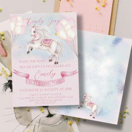 sprookje Pony sterren roze ballonnen verjaardagsfe Kaart