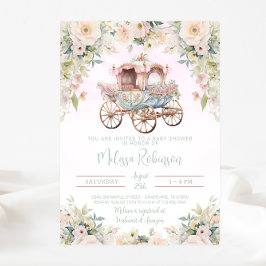 Sprookje Prinses Carriage Meisje Waterverf Bloemen Kaart