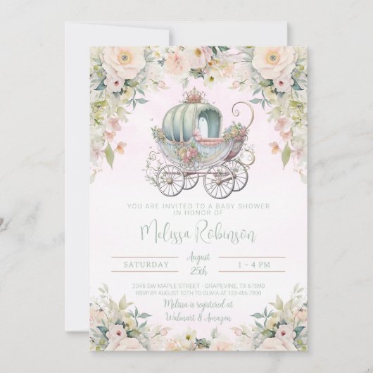 Sprookje Prinses Carriage Meisje Waterverf Kaart (Voorkant)