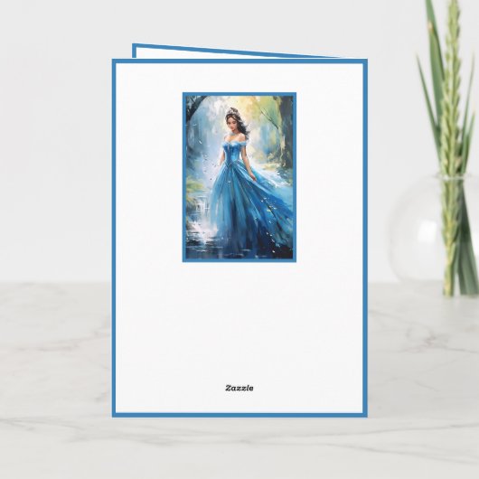Sprookje Prinses in Blauw Gelukkige Verjaardagsnaa Kaart (Achterkant)