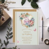 Sprookje Prinses Kasteel Lichtgroen Verjaardag Kaart