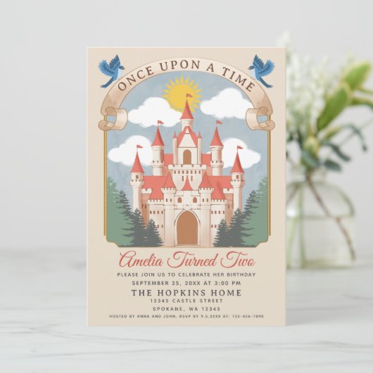 Sprookje Prinses Kasteel Meisjes Verjaardag Kaart (Staand voorkant)