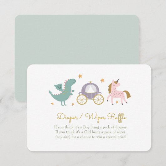 Sprookje Prinses Luier / Wipes Raffle Kaart (Voorkant / Achterkant)