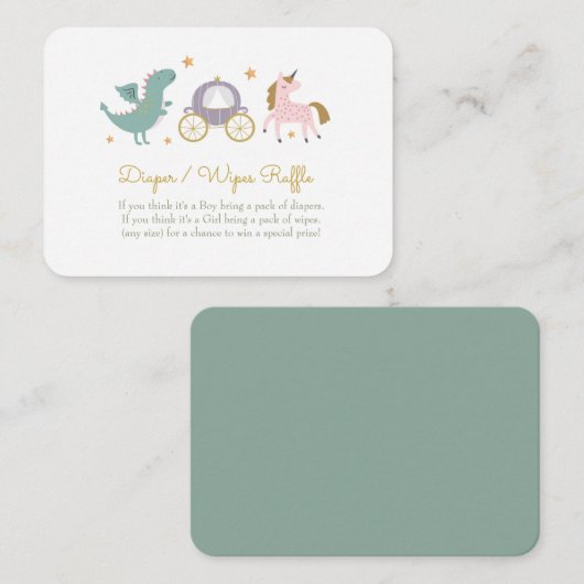 Sprookje Prinses Luier / Wipes Raffle Kaart (Voorkant / Achterkant)