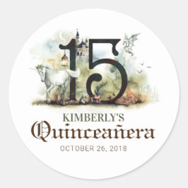 Sprookje Prinses Quinceanera Ronde Sticker