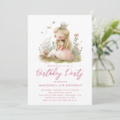 Sprookje Prinsessen Roze Verjaardagsfeest Kaart (Staand voorkant)