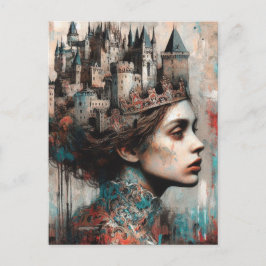 Sprookje Queen Castle op haar hoofd Briefkaart