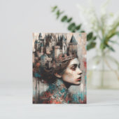 Sprookje Queen Castle op haar hoofd Briefkaart (Staand voorkant)