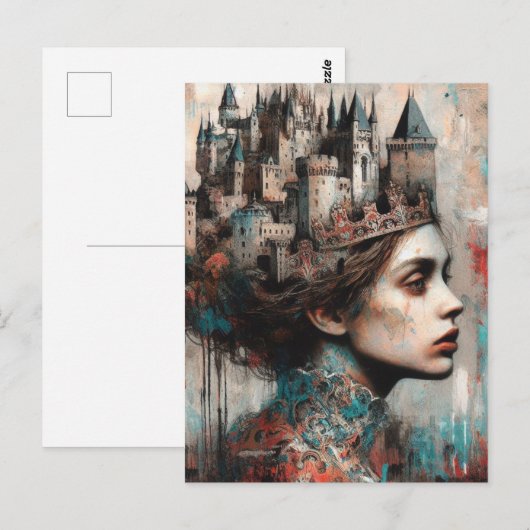 Sprookje Queen Castle op haar hoofd Briefkaart (Voorkant / Achterkant)