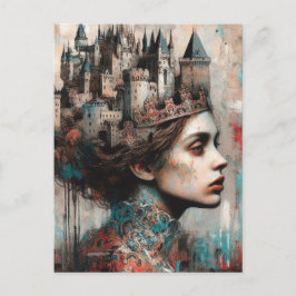 Sprookje Queen Castle op haar hoofd Briefkaart