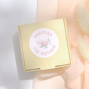 Sprookje roze bloemen meisje verjaardagsfeest ronde sticker