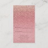 Sprookje Roze Glitter Glam Sparkle Chic Glitzy Aanbevelingskaartje (Achterkant)