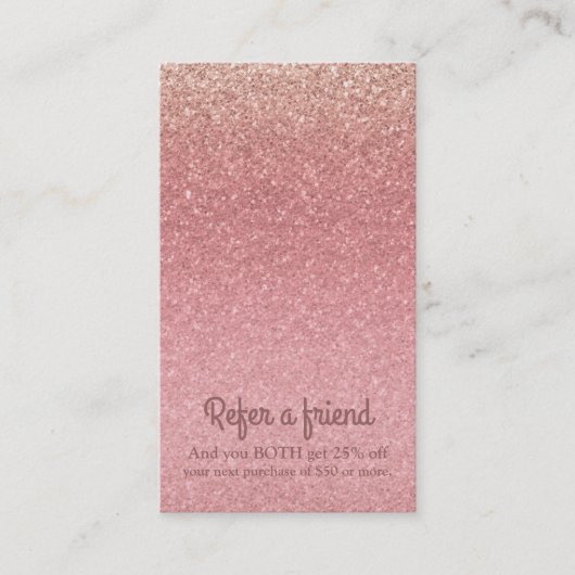 Sprookje Roze Glitter Glam Sparkle Chic Glitzy Aanbevelingskaartje (Voorkant)