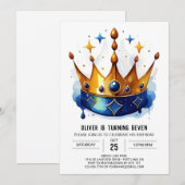 Sprookje Roze Prins Kroon Verjaardag Kaart (Voorkant / Achterkant)