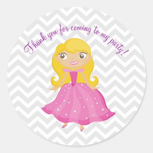 Sprookje Roze Prinses met Blond haar Stickers (Voorkant)