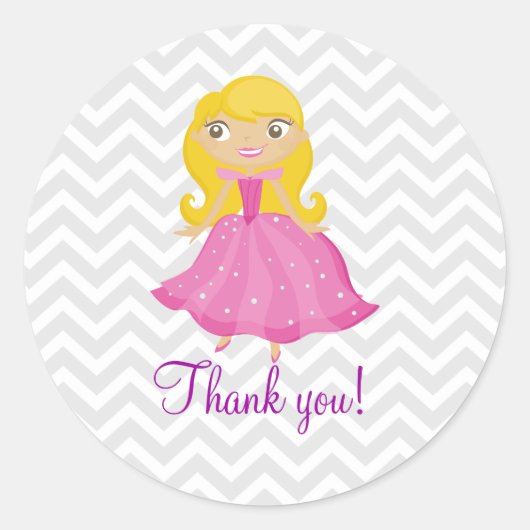 Sprookje Roze Prinses met Blond haar Stickers (Voorkant)