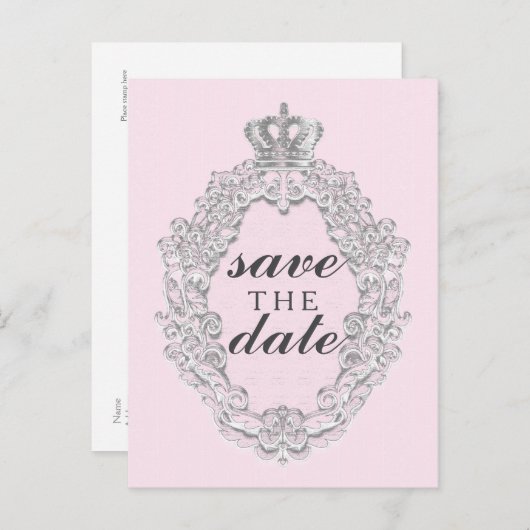 Sprookje Roze Prinses SAVE DATE Briefkaart (Voorkant / Achterkant)