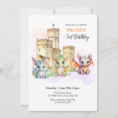 Sprookje Schattige Baby Dragons Castle Verjaardag Kaart (Voorkant)