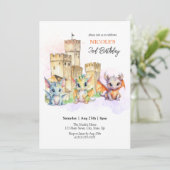 Sprookje Schattige Baby Dragons Castle Verjaardag Kaart (Staand voorkant)