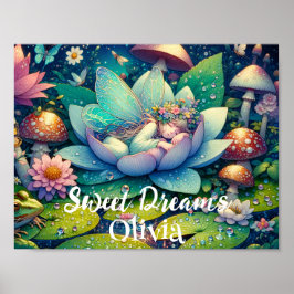 Sprookje Slaapfee op een Persoonlijke Bloem Poster