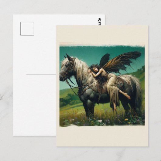 Sprookje slaapt op een paard briefkaart (Voorkant / Achterkant)