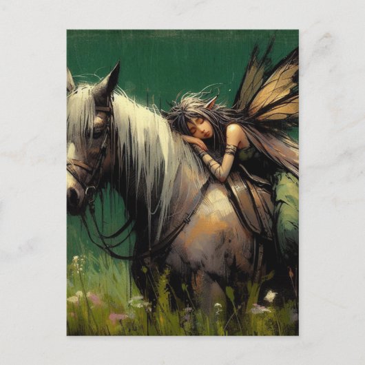 Sprookje slaapt op een paard briefkaart (Voorkant)